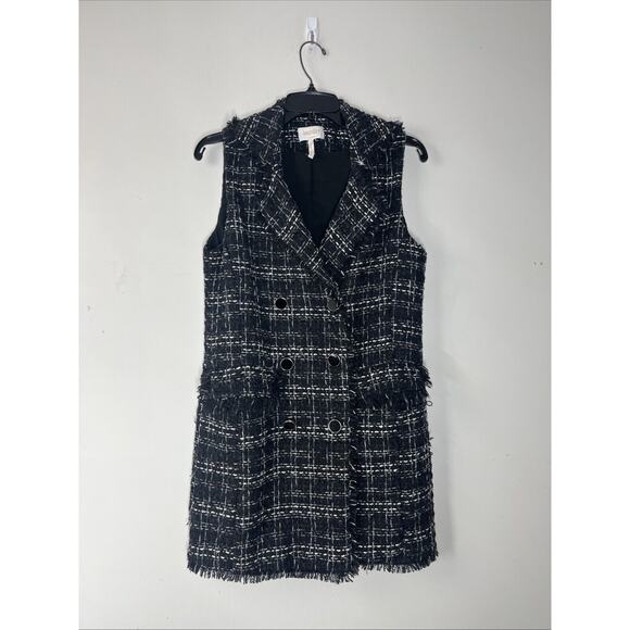 Laundry Shelli Segal Tweed Waistcoat Vest Small Long Line Double Breasted Career - Picture 1 of 13